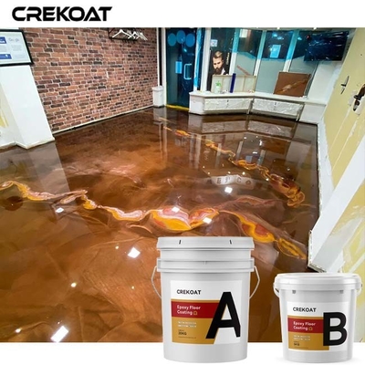 Hoog polijst Metaal Epoxyvloer Met een laag bedekkend Commerciële Montages Lava Like Appearance