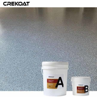 Prachtige polyaspartic vloercoating aanpasbare vlokken look met vinyl verf chips
